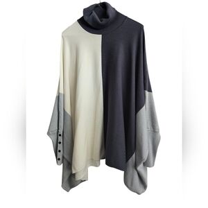 2X Alfani Multicolor (Gray Cream Deep Purple) flowy asymmetrical tunic sweater